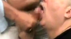 Moustache Daddy sucking cock eating cum